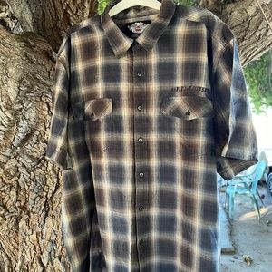 HARLEY DAVIDSON MORTORCYCLES VINTAGE BUTTON UP SHIRT  EMBROIDERY LOGO XL